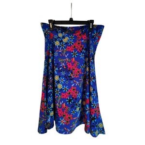 LuLaRoe Azure Skirt Womens NWT 2XL Blue Red Floral Midi Stretch Pencil Plus